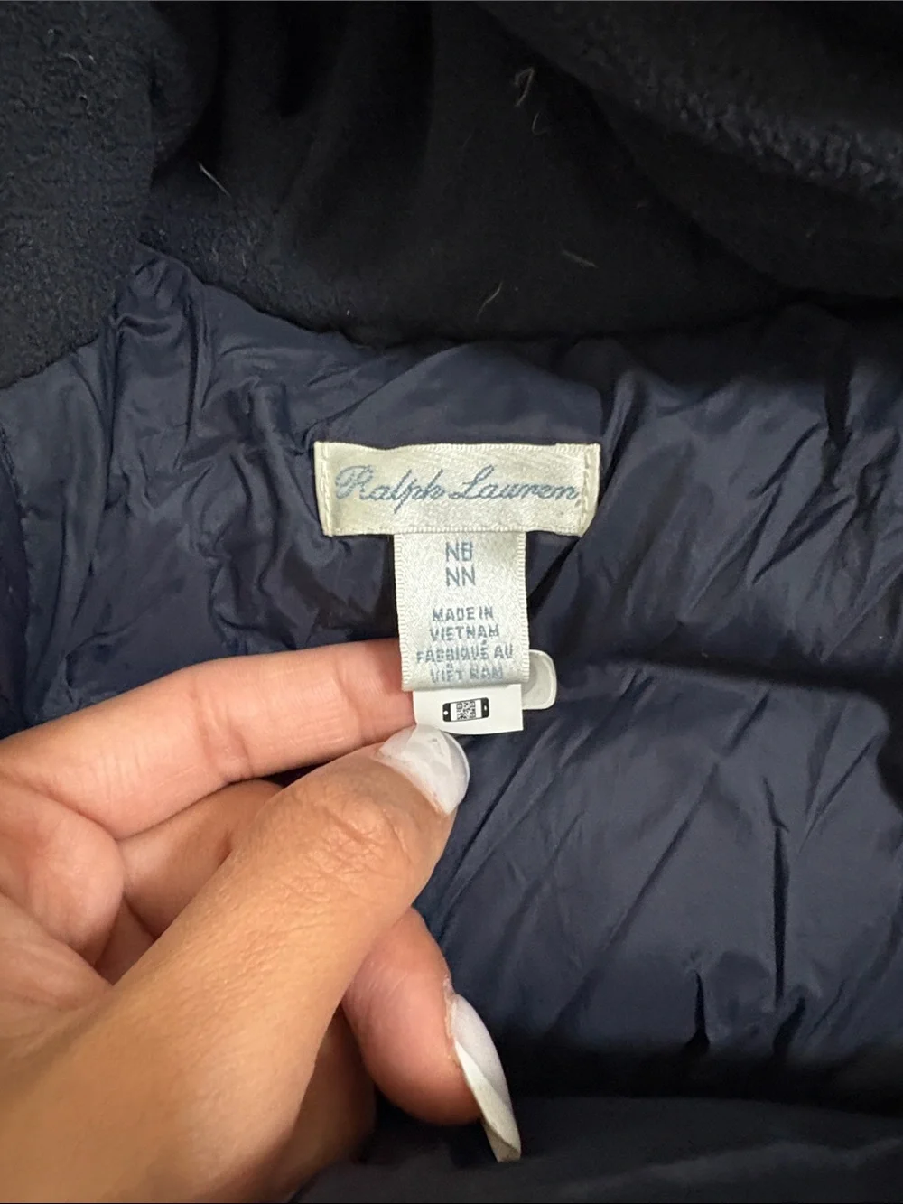 Ralph Lauren Navy Shiny Quilted Baby Snowsuit with Hood